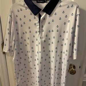 Men's White and Blue Anchor Print Shirt